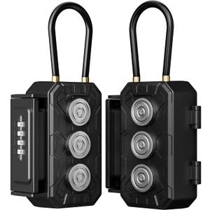 Lock Box with Magnetic Key Holder,Magnet Key Box for Under car,Hide with Combination Lock with 3xN52 Strong Magnet for Storage Indoors, Outside (Classic, Regular2)