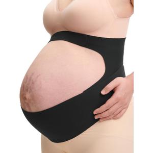 Momcozy Pregnancy Belly Band, CozySupport Ergonest Maternity Belly Band, Invisible Pregnancy Belt for Back, Abdomen, Waist (Medium, Black)