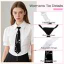 Tucnoeu Clip on Neck Ties for Women, Pre-tied Adjustable Neckties, Clip on Ties for Uniforms, School, Cosplay, T-shirt Accessory (Black)