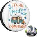 Spare Tire Cover It's All Good in The Camper Hood, Spare Tire Cover for RV Trailer, Waterproof Wheel Covers Universal Fit for Camper Travel Trailer SUV Truck 15 inch