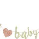 BEISHIDA Champagne Glitter Girl Baby Banner,NO DIY, Pre-Strung Baby Gender Party Banner For Girls, Girls Shower Decorations,First Birthday Sweet party supplies, champagne gold