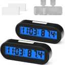 MEANLIN MEASURE 2PCS Car Clocks with Temperature, Fahrenheit LED Backlight 2 in 1, Vehicle Adhesive Digital Dashboard Clock, Small Electronic Clock for Car Truck Dashboard & Air Vent