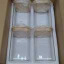 D2scrma 37oz Airtight Glass Square Storage Canister with Bamboo Lid Set of 4 (1100ml) Container Stackable Jar, Kitchen Canister for Pantry Noodles, Flour and Coffee beans (with Black Lable)