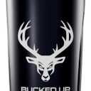 Bucked Up Perfect Shaker Bottle, 28oz, BPA-Free, Dishwasher Safe, Leak-Proof, Black Bottle with White Buck Logo