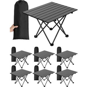 Nuenen 6 Pcs Portable Camping Table Bulk 22 x 17 x 16 Inch Compact Camping Folding Table with Carry Bag for Camp Essentials Hiking Picnic BBQ Cooking Beach Fishing Travel Outdoor Use, 22.44 x 13.19 x 11.61 inches
