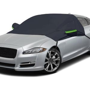 EcoNour Car Windshield Cover for Ice and Snow, Windshield Snow Cover with Side Mirrors Cover for Snow, Ice, UV Fits Most Cars, Trucks, Vans, SUVs, Black (Medium-Front)