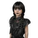Long Braid Wig With Bangs Black Braided Wig Girls Halloween costume Wigs For Kids