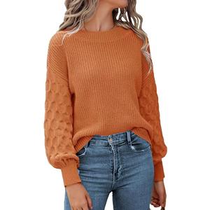 Women's Fall 2025 Sweaters Casual Chunky Knit Pullover Long Sleeve Loose Fit Winter Fashion Tops, 2XL Orange