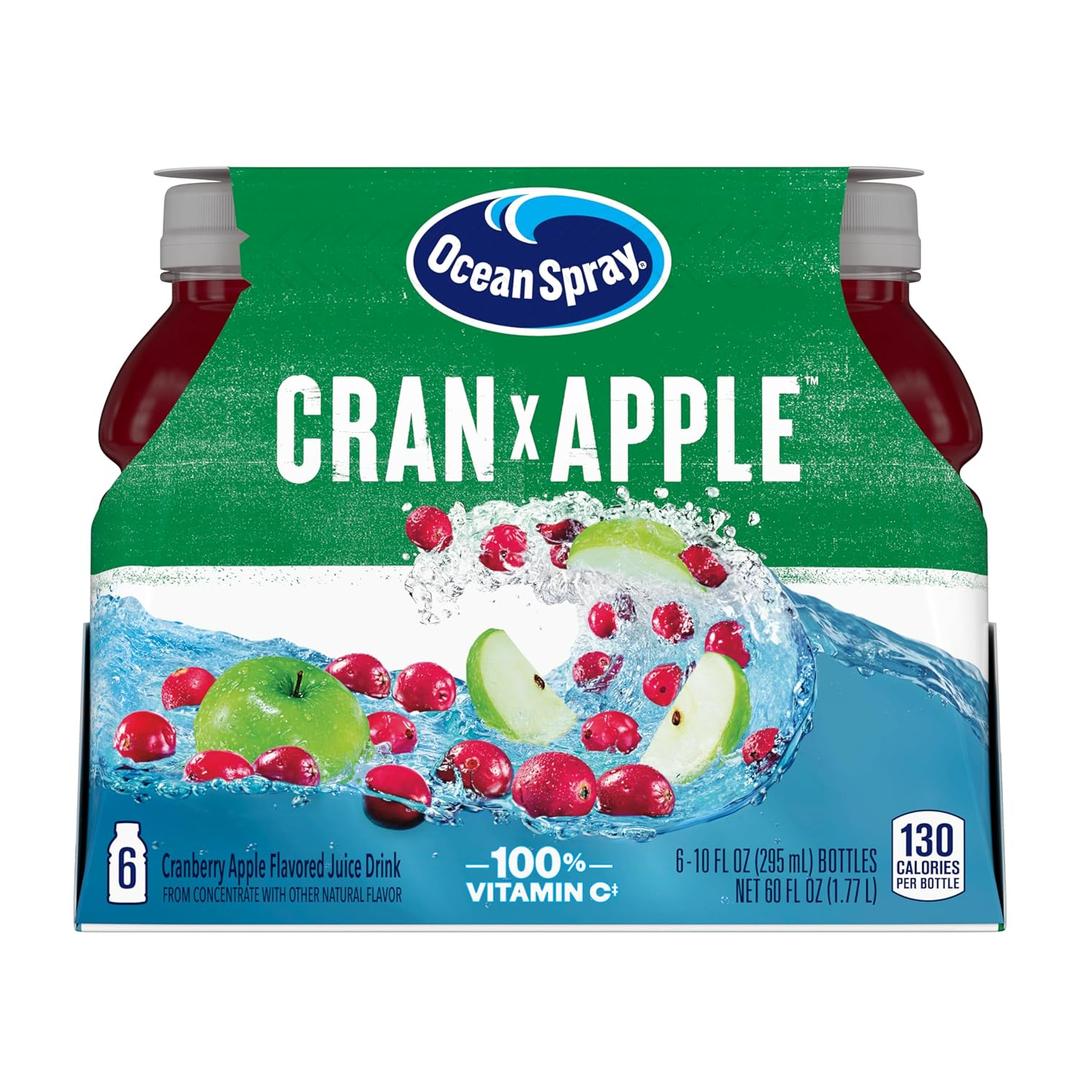 Ocean Spray Cran-Apple Cranberry Apple Juice Drinks, 10 Fl Oz (Pack of 6) (EXP 09/12/25)