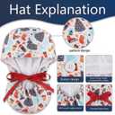 Scrub Caps for Women Nursing Hats with Buttons Adjustable Scrub Hats for Dentist Hats with Sweatband Adjustable Ponytail Holder Multi