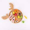 KEPATO Christmas Dishes Wooden Serving Tray,Christmas Elk Ear Anlter Shape Sushi Plate Tray for Restaurant and Home (Beige)