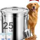 Dog Food Storage Containers, Large Stainless Steel Pet Food Storage Containers 25 lb / 11.5 kg to Keep Fresh, Metal Airtight Cat Food Containers With Scoop and 2 Small Containers
