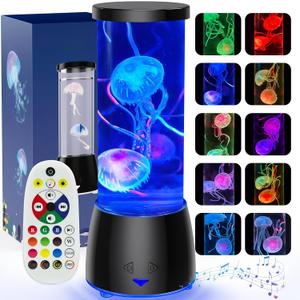 Jellyfish Lamp with Bluetooth Speaker, White Noise, 10 Colors Changing Floating Jelly Fish Light Lamp for Kids Adults LED Multicolor Moving Jellyfish Tank Aquarium Night Light Mood Lighting Room Decor