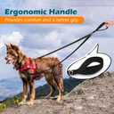 PetBonus Two Point Control Dog Leash, Works with No Pull Harnesses, No Tangle Training Leashes, Soft Padded and Reflective Walking Lead, Converts to Single Lead for Medium Large Dogs (Black)