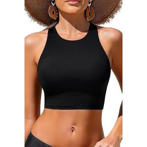 Yonique Women High Waisted Bikini Two Piece Swimsuit Crop Bathing Suits Sporty Swimwear Bikini Set, XL