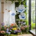 Giant Flowers 3-Piece Set|67-Inch Tall Tulle Poppy Decorations for Wedding Backdrops, Party Arrangements,Mall Store Window Displays (Gradient Blue)