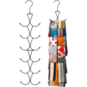 Scarf Hanger 2 Pack 24 Storages,Purse Hanger with 360 Swivel Hook,Scarf Organizer Scarf Hangers for Closet,for Scarves, Shawl,Belt,Purse & Baseball Cap (Black)