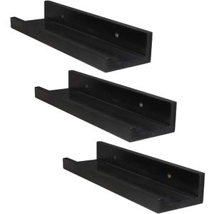 3 Piece Wall Display Floating Wall Mounted Book DVD Collectables Storage MDF Shelf Picture Frame Stand for Living Room Bedroom Home Decor 35 inches long, 5.5, 5, 4 inches wide