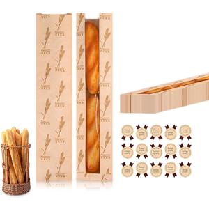 100 Pieces Paper Bread Bag with Window Bread Bags for Homemade Brown Kraft Loaf Storage Sacks Long French Biscuits Packaging (23.6 * 4.3 * 1.6 Inch)