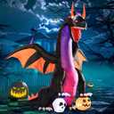 DomKom Halloween Inflatable Blow Up Decorations, 7FT Dragon Steps on Pumpkin and Skull, Built-in LEDs for Holiday Party, Garden, Lawn, Yard, Patio Dcor