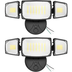 Olafus 80W Flood Lights Outdoor 2 Pack, Switch Controlled LED Security Lights 8000LM, 6500K Outside Floodlight, IP65 Waterproof Exterior Light Fixture for House, Yard, Garage, Wall/Eave Mount Black