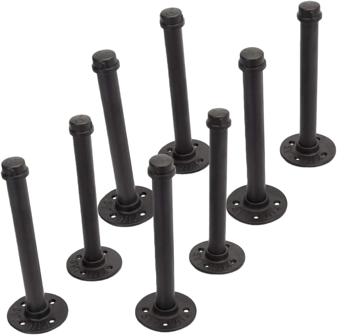 Odowalker 8 Pack Industrial Black Iron Pipe Shelf Brackets 12 Inch Wall Mount DIY Shelving Brackets Heavy Duty Rustic Pipe Decor for Bathroom, Kitchen, Wardrobe, Home Decoration