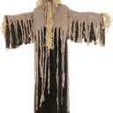 Haunted Hill Farm 6-Ft. Standing Haunted Scarecrow Halloween Prop, Poseable Indoor or Covered Outdoor Spooky Halloween Decorations, Perfect for Garden, Front Lawn, Porch, and Walkway