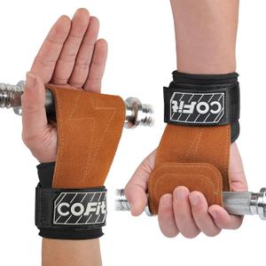 COFIT Wrist Straps for Weightlifting, Workout Wrist Wraps with Dual-Layer Oxford Leather, Enhanced Grip for Optimal Hand and Wrist Protection, Gym Lifting Straps for Deadlift and Powerlifting (03. Brown)