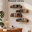 Floating Bookshelves for Wall - Wall Mounted Bookshelf Set of 4, U-Shaped Hanging Bookshelf for Bedroom, Living Room & Office, Wall Book Shelf for Home Decor & Storage (4, Rustic Brown, 17 Inches)