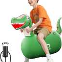 QPAU Infatable Bouncy Toys with Hand Pump, Heavy Duty Giant Bouncy Pal, 220lbs Load Capacity, Ride On Bouncy Animal Hopper Toy, Indoor Outdoor Bouncers for Kids Girls Boys Ages 5+ (Dinosaur, 1 Pack)