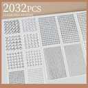 3 x Teenitor Face Gems Hair Gems 2032PCS Self Adhesive Face Rhinestones, Festival Face Jewels Stick on Face Gems for Makeup, Face, Hair, Body in 7 Sizes