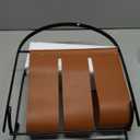 MyGift Black Metal and Caramel Brown Leatherette Magazine Rack  Tabletop or Floor Standing Sling Basket for Magazines, Newspapers, and Books