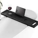 Tinamo Acacia Bathtub Caddy Tray Table | 39x9.8 Inch Large Bath Tub Wooden | Anti-Tipping, Sustainable Tub Tray for Bath tub | Bath-tub Accessories Holders for Bath-tub (Black Color)