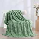 Spring Fleece Throw Blanket 5060 for Couch Sofa Bed, Super Soft Cozy Plush Microfiber Flannel Blanket with 3D Checkered Design Lightweight for Adults, Woman, Girls, Sage Green 
