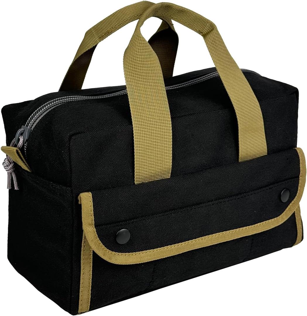 Hannibal Tactical Tool Pouch Bag with Easy Lift Handles, Portable Tool Tote Organizer with Multi-Pocket and Wide Mouth Design, Black/Coyote