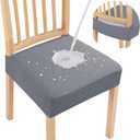 Smiry Waterproof Seat Covers for Dining Room Chairs Set of 6, Stretch Jacquard Removable Washable Chair Seat Slipcovers Protector, No Rear Covers, Grey