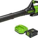 Greenworks 80V (150 MPH / 500 CFM / 75+ Compatible Tools) Cordless Axial Leaf Blower, 2.0Ah Battery and Charger Included