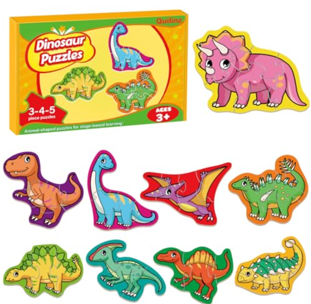 Quilinz 9 Packs Large Piece Jigsaw Puzzles for Toddlers 13,Kids Wild Animal Puzzle Ages 35,Baby Farm Dinosaur Puzzle,Preschool Educational Montessori Toys for 3 Year Old,Kindergarten Matching Puzzle Pack Of 2