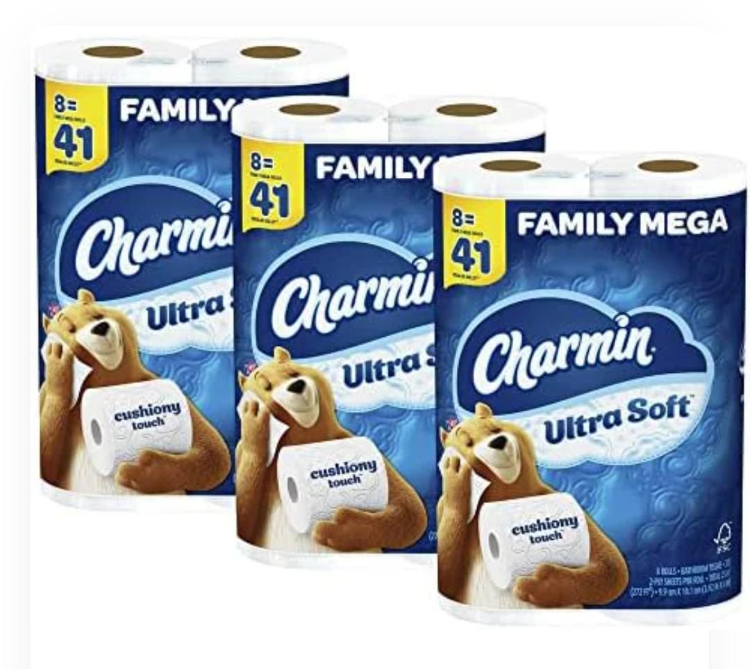 Charmin Ultra Soft Toilet Paper, 24 Family Mega Rolls