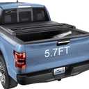 Soft Tri Fold Tonneau Cover Replacement for 2009-2025 Ram 1500 5.7ft Bed (67.4") Fleetside W/RamBox Truck Bed Cover with Led Light Only for Models with Factory Utility Track Sys.