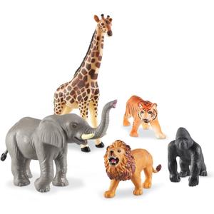 Learning Resources Jumbo Jungle Animals, Animal Toys for Kids, Safari Animals, 5 Pieces, Ages 18 months+