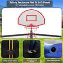 Lyromix Upgraded Trampoline with Lights, Large Outdoor Trampoline with Sprinkler,Basketball Hoop and Net, Capacity for 5-8 Kids and Adults