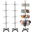 Ripeng 2 Pcs 4-Tier Rotating Retail Display Stand - Spinning Display Rack with Wheels for Earring Jewelry Keychains - Adjustable Movable Shop Spinner for Vendor Events & Stores Craft Shows, Black
