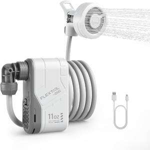 FLEXTAILGEAR MAX Shower Portable Shower for Camping, Rechargeable Outdoor Camping Shower, Portable Shower Pump with USB-C,Shower Pump for Hiking, Car wash, Pet Cleaning, Beach Vacations (white)