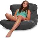Posh Creations Structured Comfy Bean Bag Chair for Gaming, Reading, and Watching TV, Laguna Lounger, Microsuede - Charcoal Gray