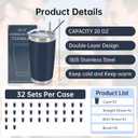 IEOVIEE 32 Pack 20oz Stainless Steel Insulated Bulk Tumblers with Lid&Straw
Double Wall Vacuum Insulated Travel Coffee Mug, Leak Proof Powder Coated Tumbler Bulk Cup for Cold&Hot Drinks(Navy Blue)