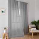 Simplebrand Grey Sheer Curtains 96 Inches Long, Light Filtering Rod Pocket Solid Color Window Sheer Curtain Panels, Elegant Curtains & Drapes for Living Room, 2 Panels (Charcoal Grey, 42" W x 96" L)