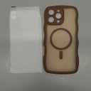 3 in 1 Magnetic for iPhone 16 Pro Max Case, 1X Screen Protector+1X Wrist Strap, Cute Wavy [Full Camera Protection][Fit for MagSafe], Trendy Matte Women Girls Case for iPhone 16 Pro Max 6.9", Brown