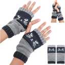 Cat Gloves, Cat Fingerless Gloves, Fingerless Cat Gloves for Women, Essential for Winter Travel (Blue)