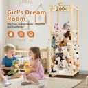 Stuffed Animal Storage Zoo Tower,56In Wooden Large Stuffed Animal Holder Organizer with Wheels,Stuffy Plushies Storage with Elastic Band&Mesh Bottom,Toy Storage Organizers for Playroom Bedroom Nursery